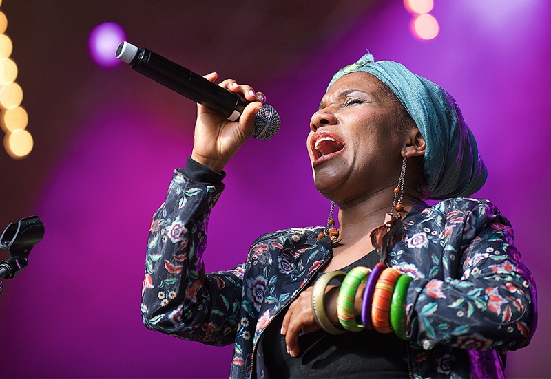 Erika Muñoz von Sidestepper aus Kolumbien beim Rudolstadt-Festival 2016